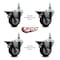 Service Caster 35 Inch Maroon Polyurethane 10 MM Threaded Stem Caster Set with Brake SCC-TS20S3514-PPUB-MRN-PLB-M1015-4 - alternate 2